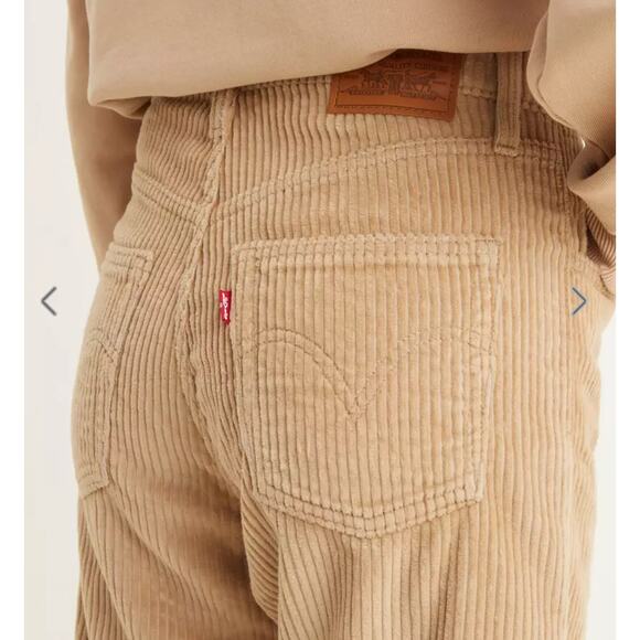 Levi's Corduroy Ribcage Pants Straight Ankle High Rise Women's Tan Size 30 - Picture 2 of 12